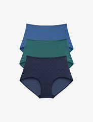 Blue, Green stripe & blue dot Brief 3 Pack Box - Thirdlove Women
