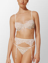 Sea Salt Rose Lace Thong & Garter Set - Thirdlove for sale