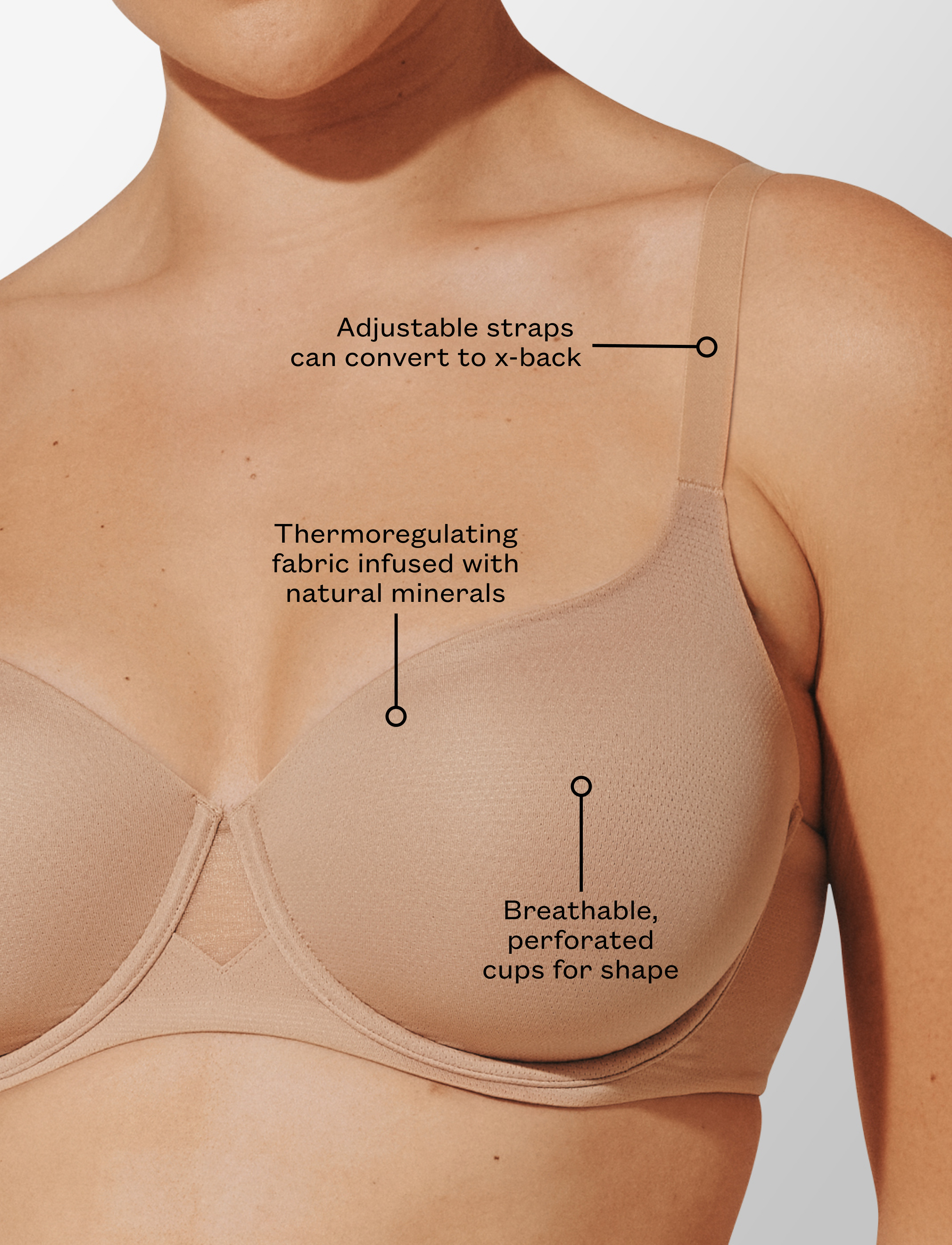 Thermoregulating Wireless Cooling Bra in Taupe - Cooling Bra For Menopause in Nude - Thirdlove US