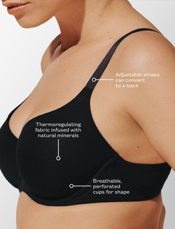 Thermoregulating Wireless Cooling Bra in Black - Cooling Bra For Menopause - Thirdlove for sale