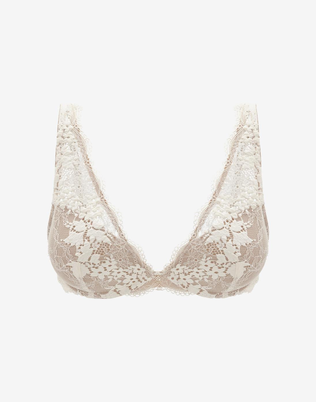 Sea Salt All Day Lace Uplift Plunge Bra (White) - Thirdlove US