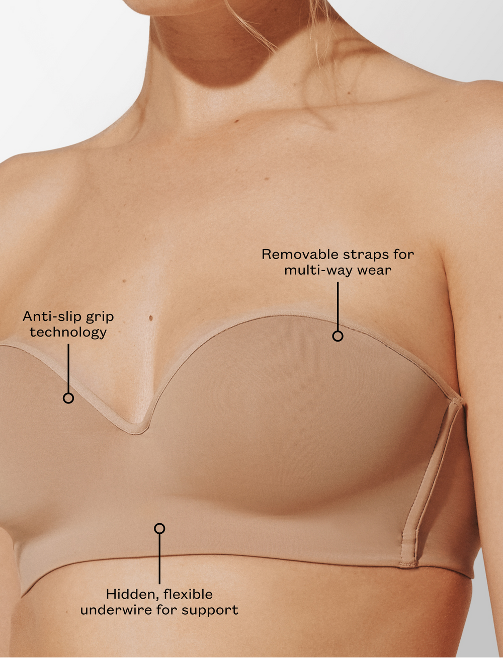 Taupe Strapless Bra No-Slip Nude Strapless Bra for Large & Small Busts - Thirdlove US