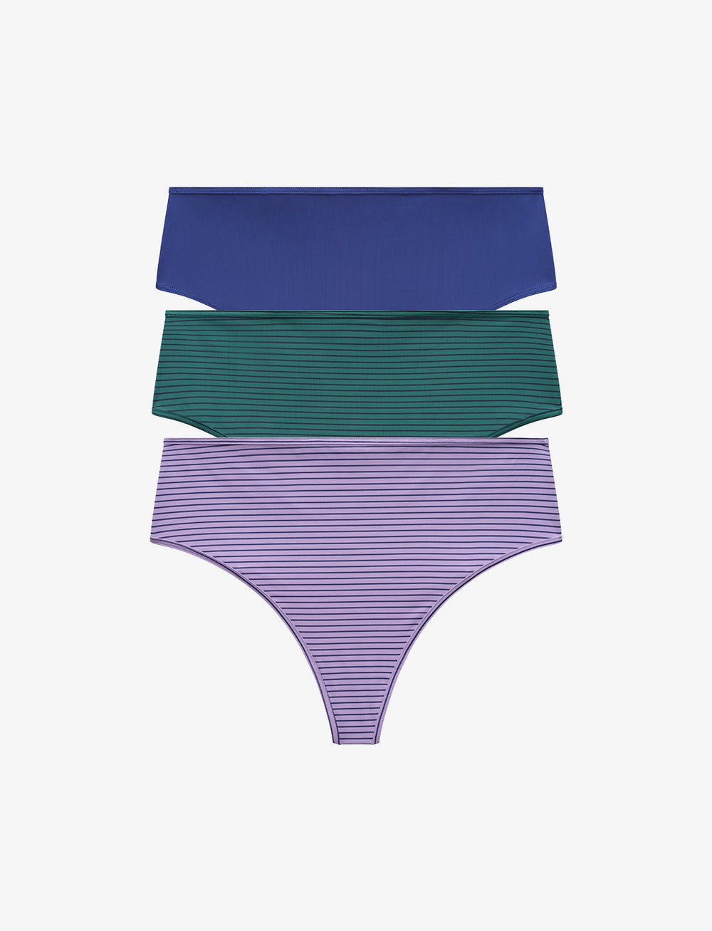 Blue, Green Stripe & Purple Stripe High Waist Thong 3 Pack Box - Thirdlove for sale
