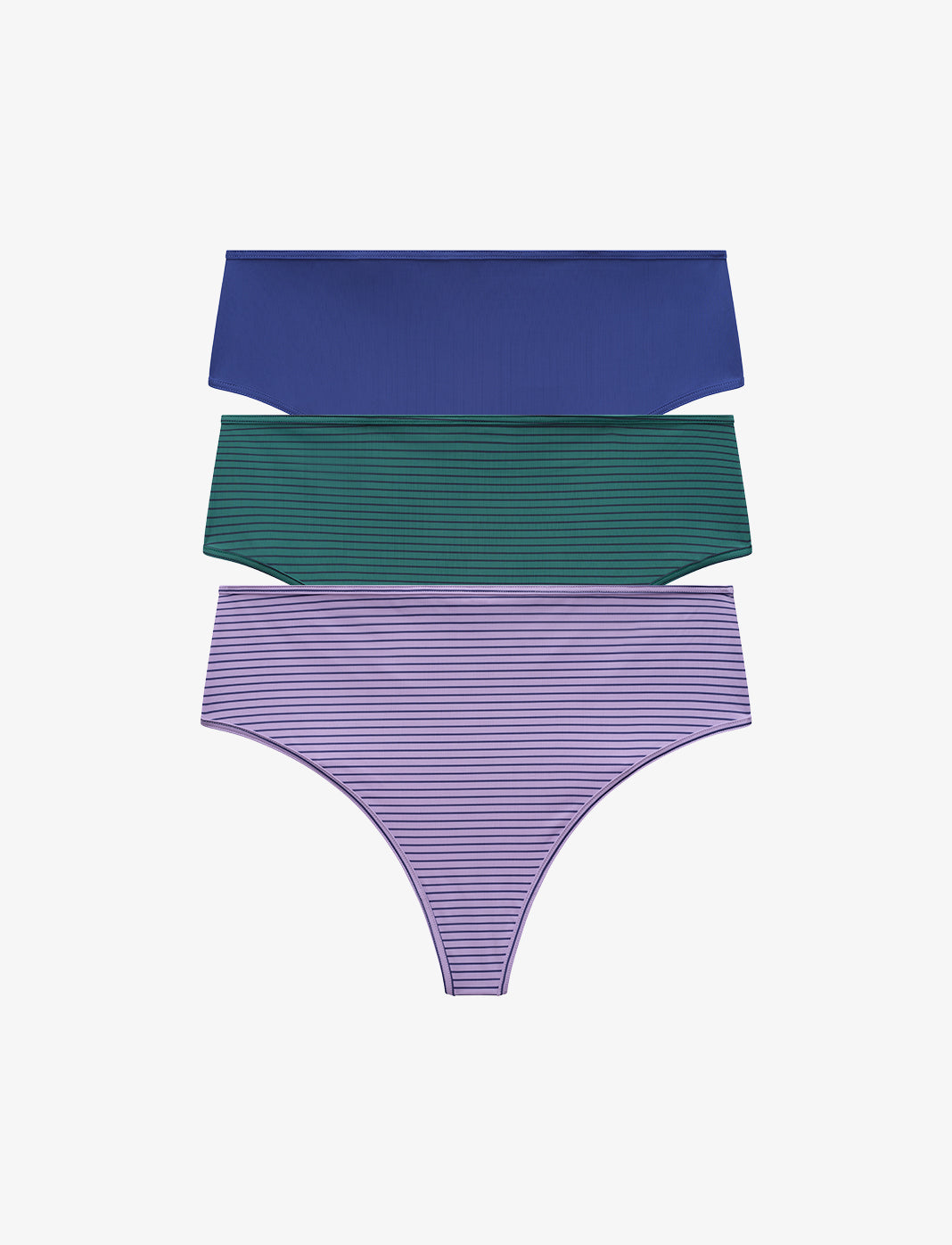 Blue, Green Stripe & Purple Stripe High Waist Thong 3 Pack Box - Thirdlove for sale