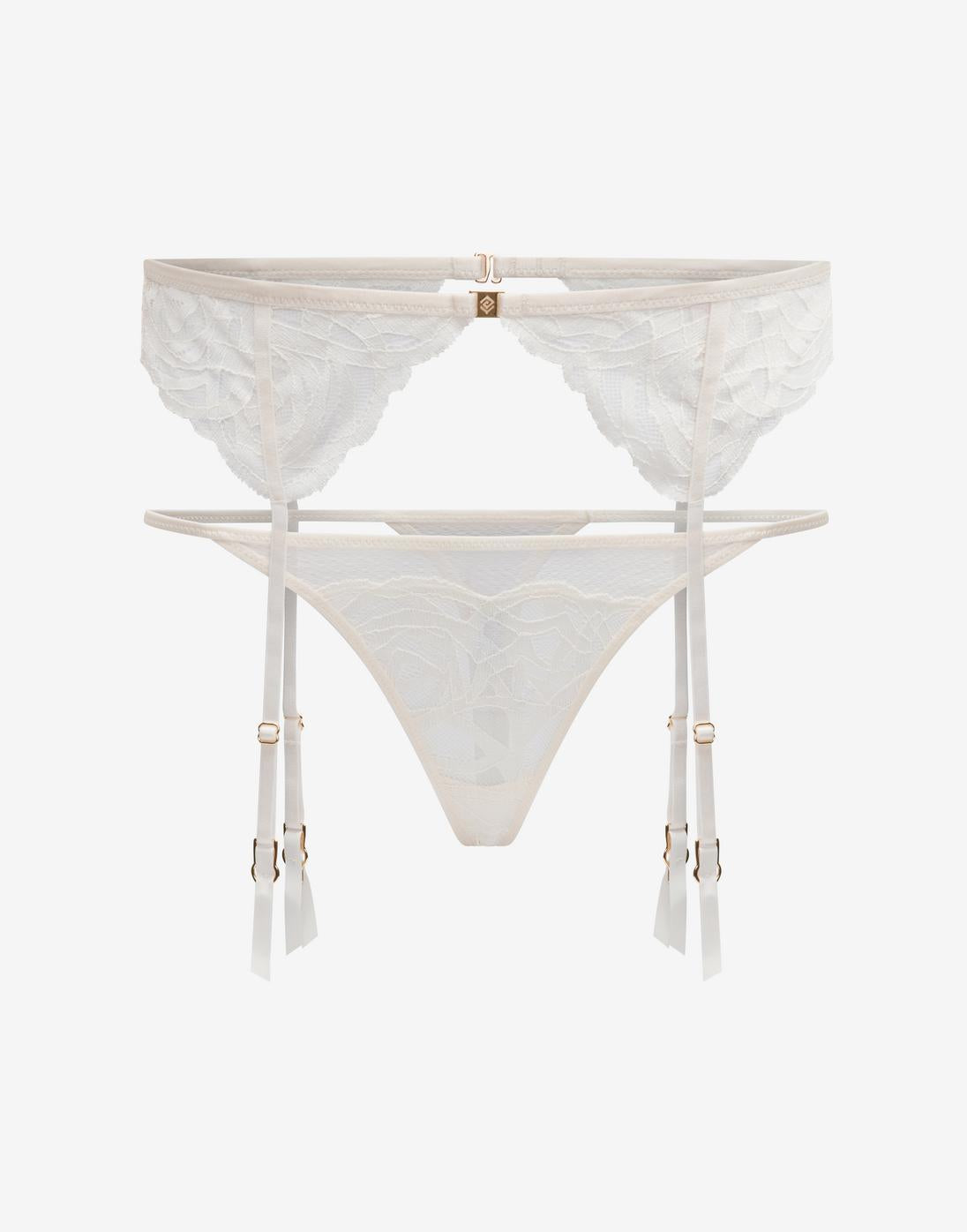 Sea Salt Rose Lace Thong & Garter Set - Thirdlove for sale