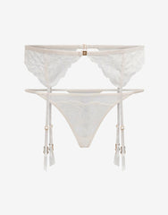Sea Salt Rose Lace Thong & Garter Set - Thirdlove for sale