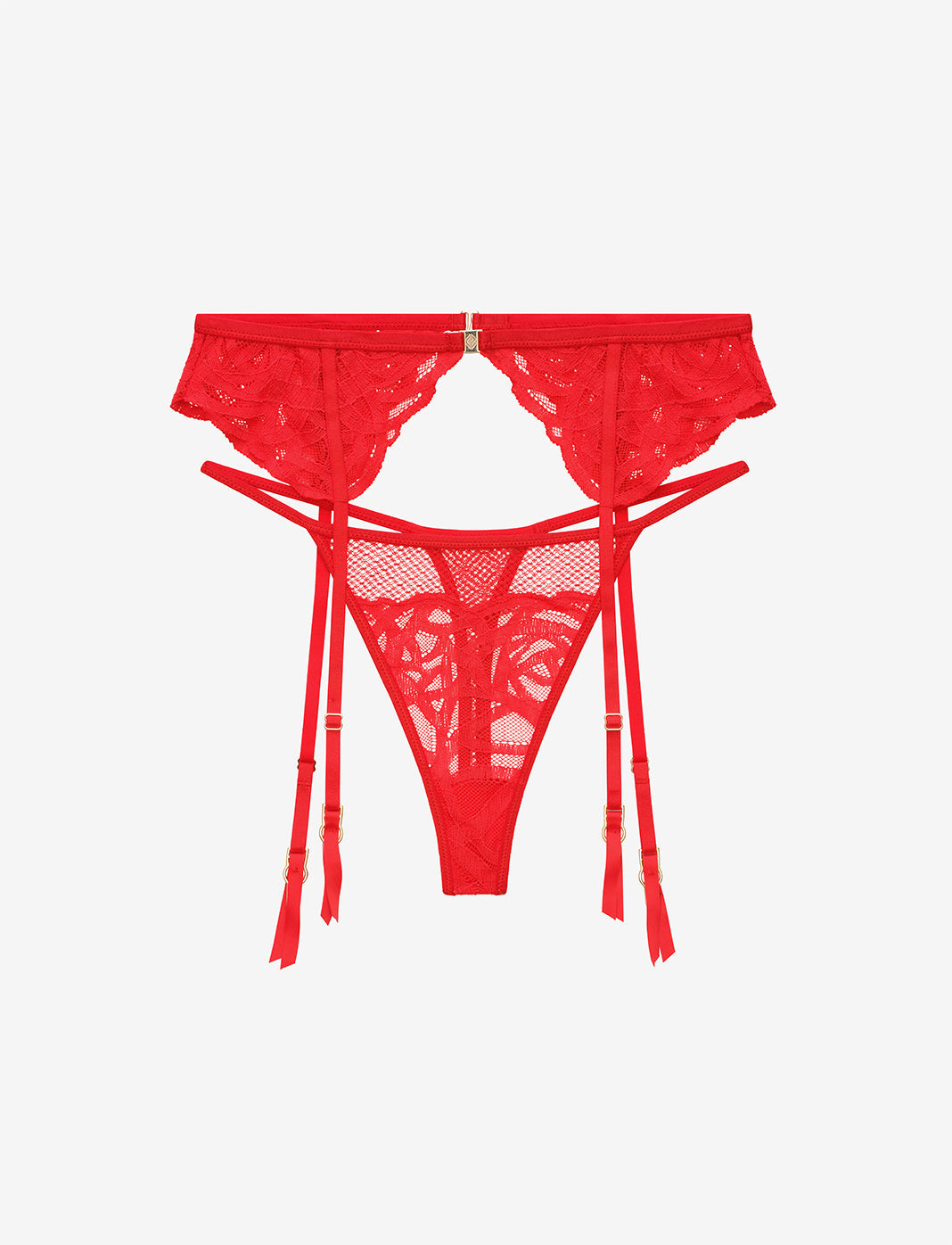 Red Rose Lace Thong & Garter Set - Thirdlove online