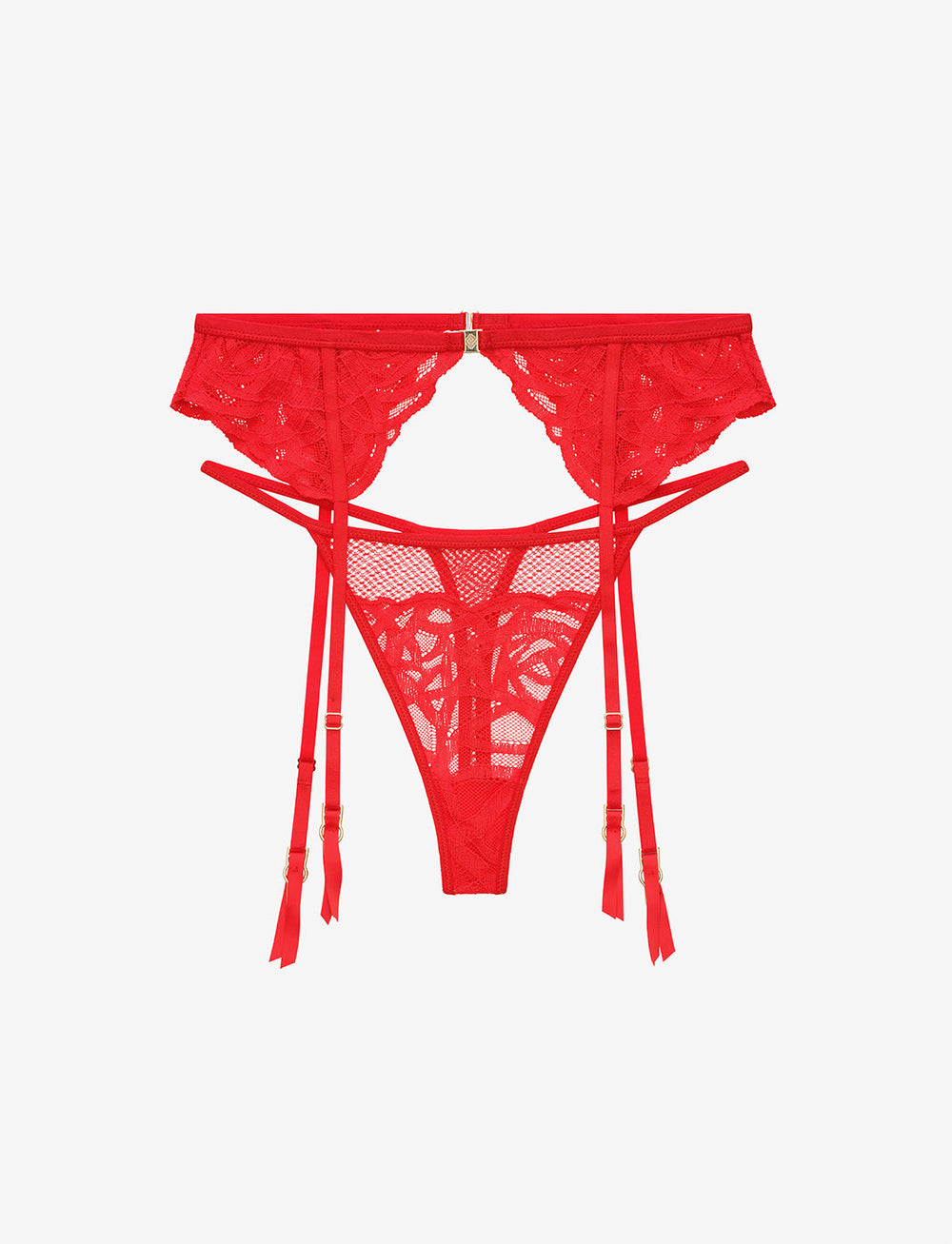 Red Rose Lace Thong & Garter Set - Thirdlove online